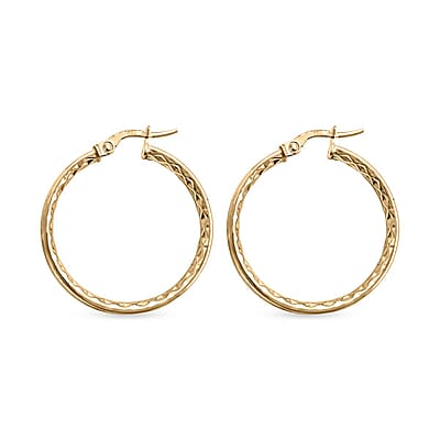Italian Diamond-cut Hoop Earrings in 10K Yellow Gold 2.45 Grams
