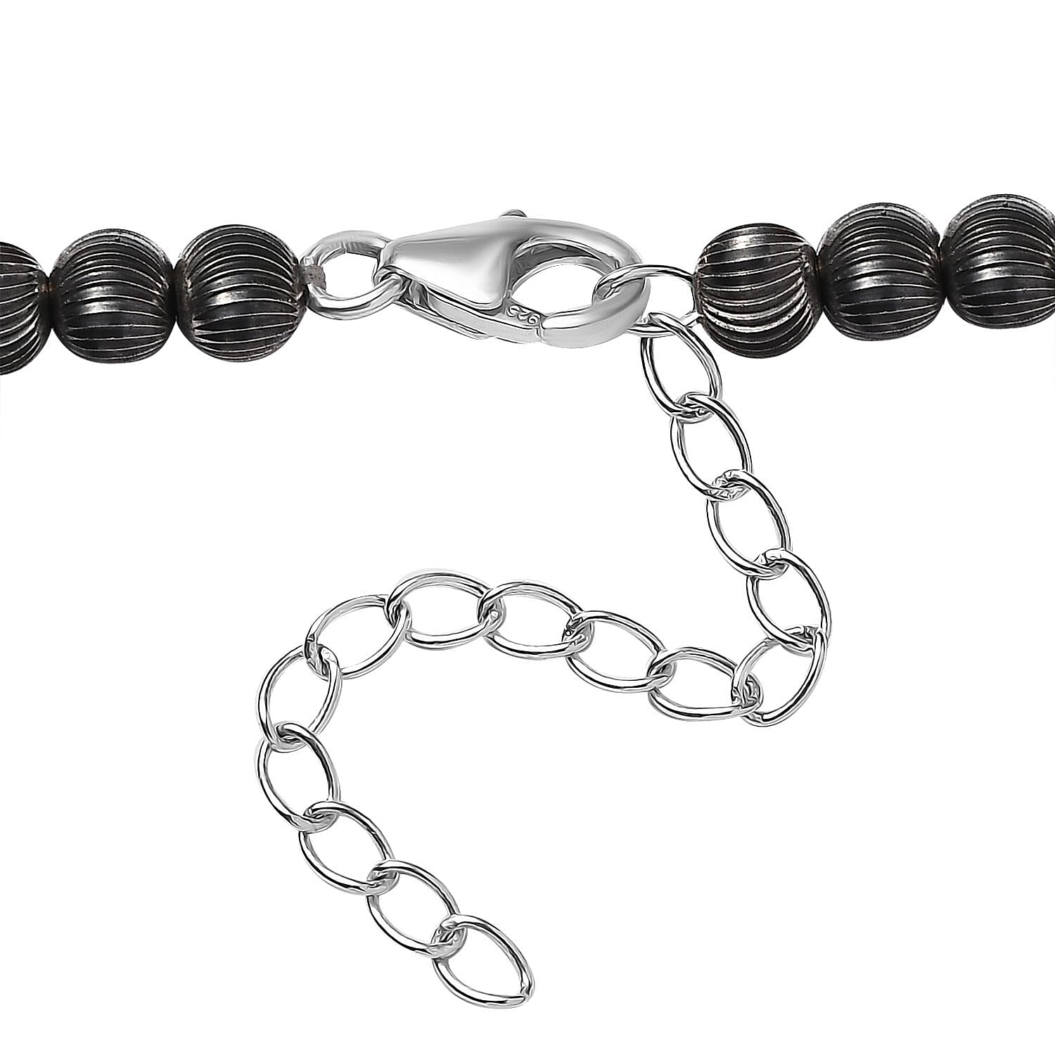 Artisan Crafted White Buffalo Bear Claw Squash Blossom Necklace 18-20 Inches in Black Oxidized Sterling Silver 101.90 ctw
