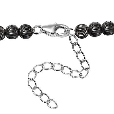Artisan Crafted White Buffalo Bear Claw Squash Blossom Necklace 18-20 Inches in Black Oxidized Sterling Silver 101.90 ctw
