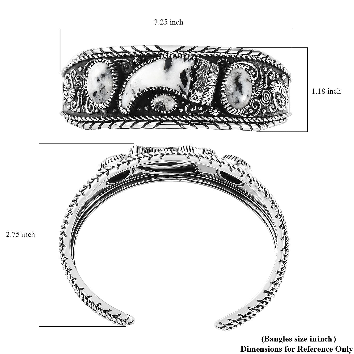 Artisan Crafted White Buffalo Bear Claw Men's Cuff Bracelet in Sterling Silver (7.25 In) 25.20 ctw