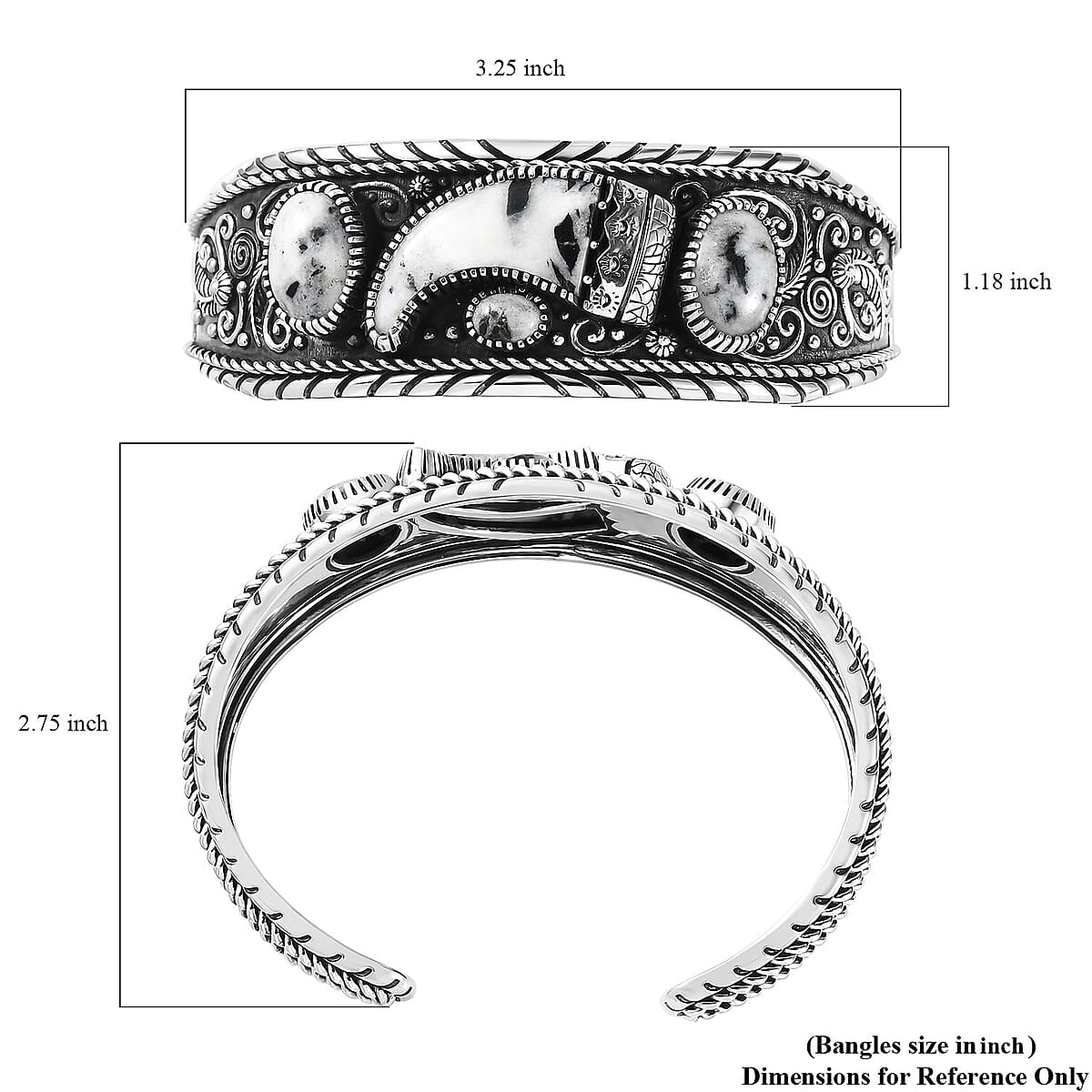Artisan Crafted White Buffalo Bear Claw Men's Cuff Bracelet in Sterling Silver (7.25 In) 25.20 ctw image number 5