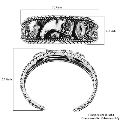 Artisan Crafted White Buffalo Bear Claw Men's Cuff Bracelet in Sterling Silver (7.25 In) 25.20 ctw
