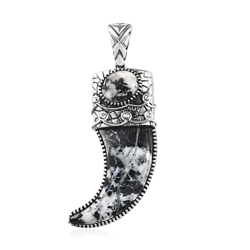 Artisan Crafted White Buffalo Bear Claw Men's Pendant without Chain in Sterling Silver 21.25 ctw
