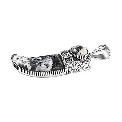 Artisan Crafted White Buffalo Bear Claw Men's Pendant without Chain in Sterling Silver 21.25 ctw