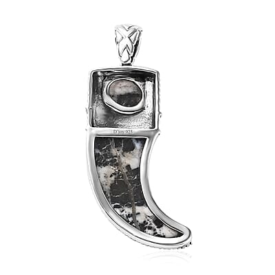 Artisan Crafted White Buffalo Bear Claw Men's Pendant without Chain in Sterling Silver 21.25 ctw