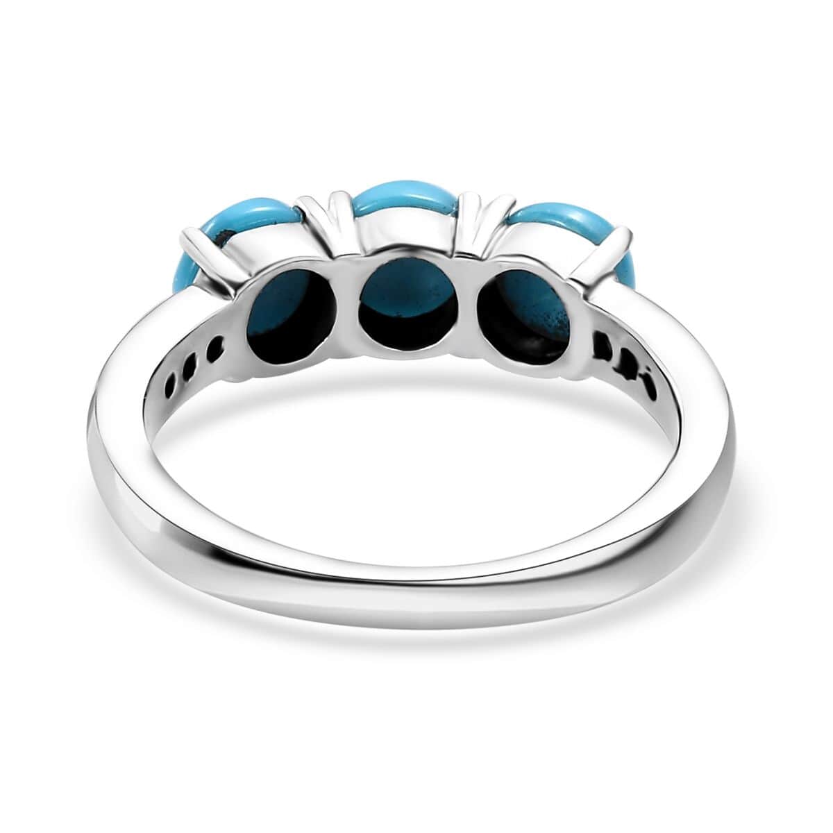 Sleeping Beauty Turquoise and Simulated Blue Diamond Ring in Stainless Steel (Size 10.0) 1.60 ctw image number 4
