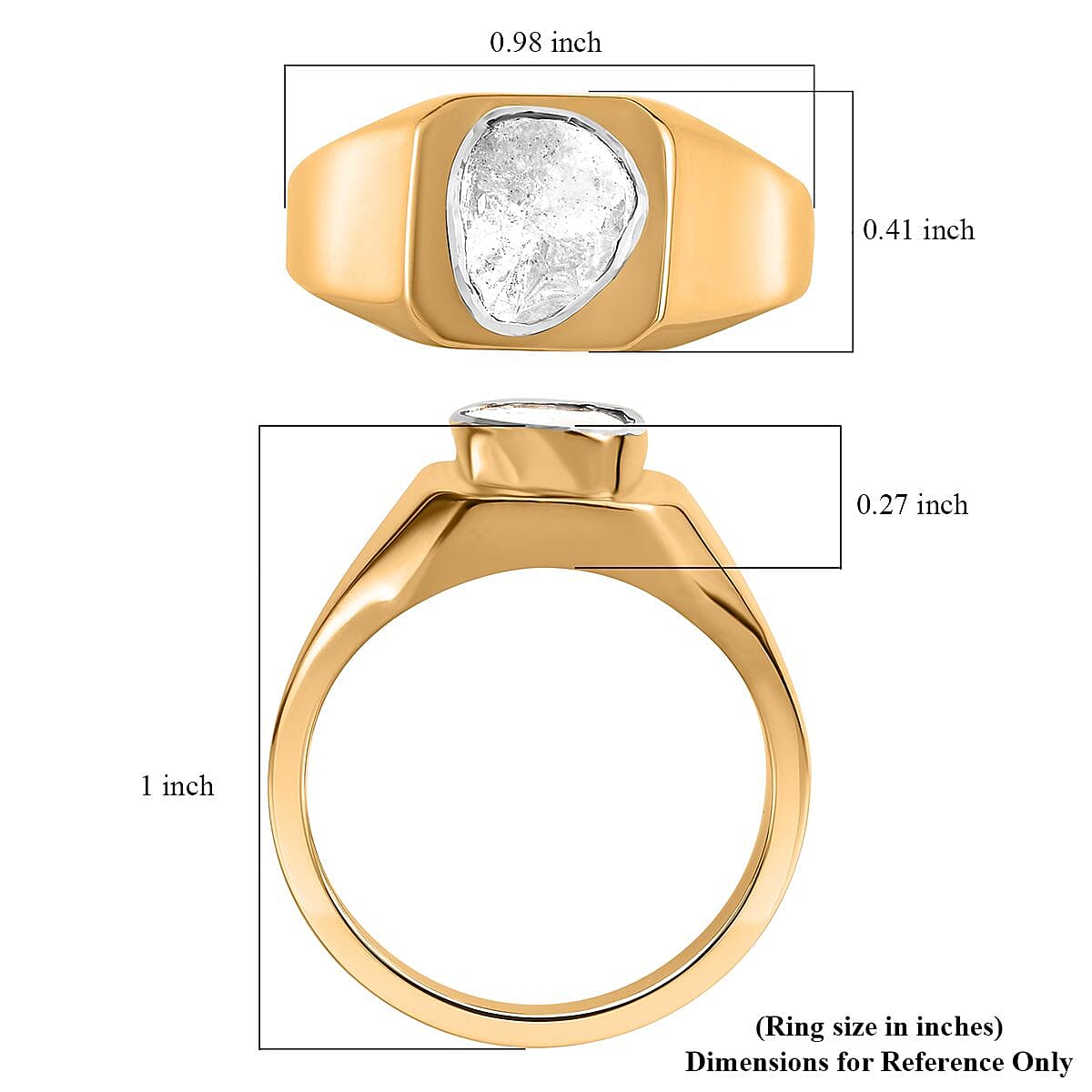 Polki Diamond Men's Ring in Vermeil Yellow Gold Over Sterling Silver (Size 12.0) 0.50 ctw image number 5