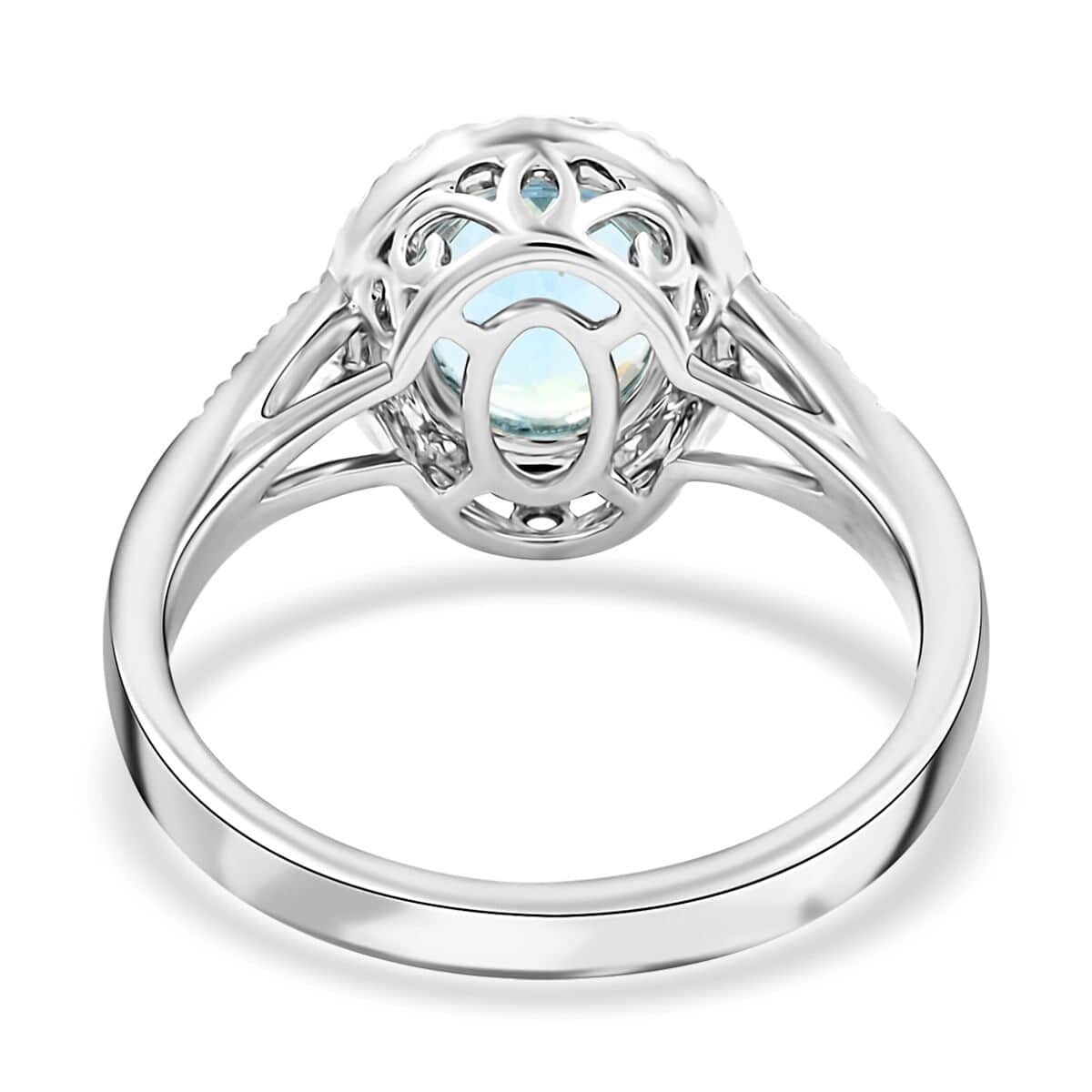 Certified & Appraised Iliana 18K White Gold AAA Santa Maria Aquamarine, Diamond (G-H, SI) (0.35 cts) Ring (Size 5.5) 2.00 ctw image number 4