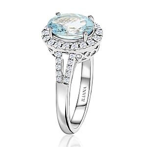 Certified & Appraised Iliana AAA Santa Maria Aquamarine and G-H SI Diamond 2.00 ctw Ring in 18K White Gold (Size 6.5)