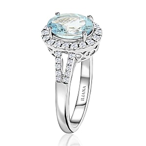 Certified & Appraised Iliana AAA Santa Maria Aquamarine and G-H SI Diamond 2.00 ctw Ring in 18K White Gold (Size 9.0)