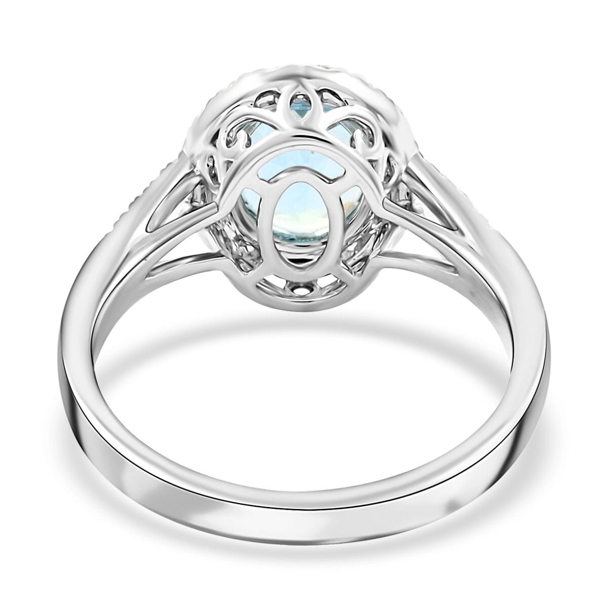 Certified & Appraised Iliana AAA Santa Maria Aquamarine and G-H SI Diamond 2.00 ctw Ring in 18K White Gold (Size 9.0) image number 4
