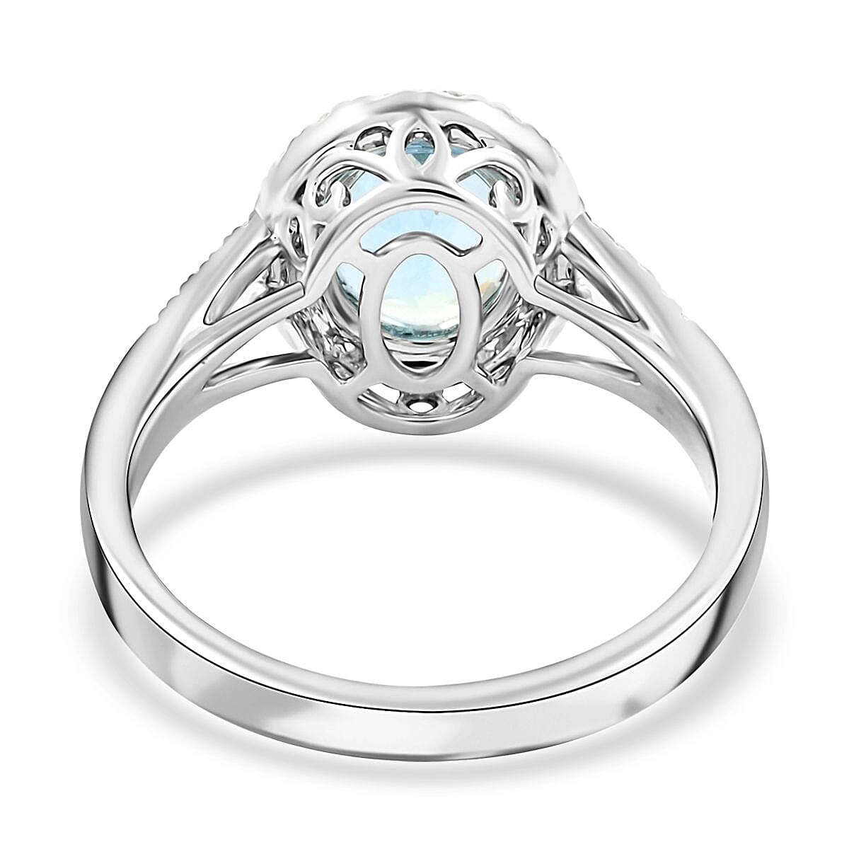 Certified & Appraised Iliana AAA Santa Maria Aquamarine and G-H SI Diamond 2.00 ctw Ring in 18K White Gold (Size 9.5) image number 4
