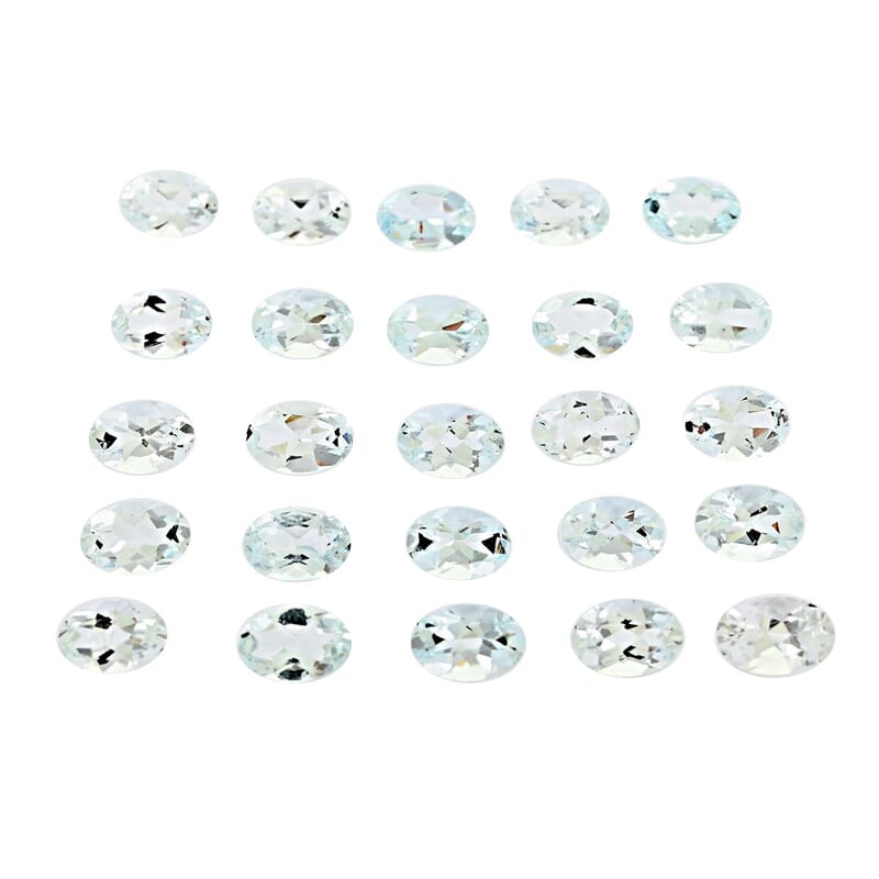 AAAA Sao Domingos Aquamarine Set of 25 (Ovl 6x4 mm) 10.00 ctw