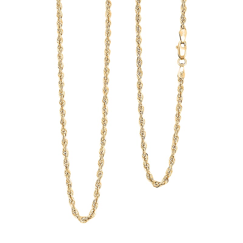 14K Yellow Gold 2.52mm Laser Rope Necklace 18 Inches 3 Grams