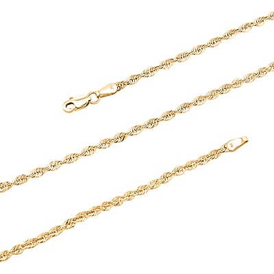 14K Yellow Gold 2.52mm Laser Rope Necklace 18 Inches 3 Grams