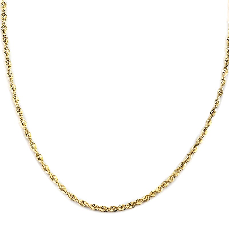 14K Yellow Gold 2.5mm Laser Rope Necklace 22 Inches 4.3 Grams