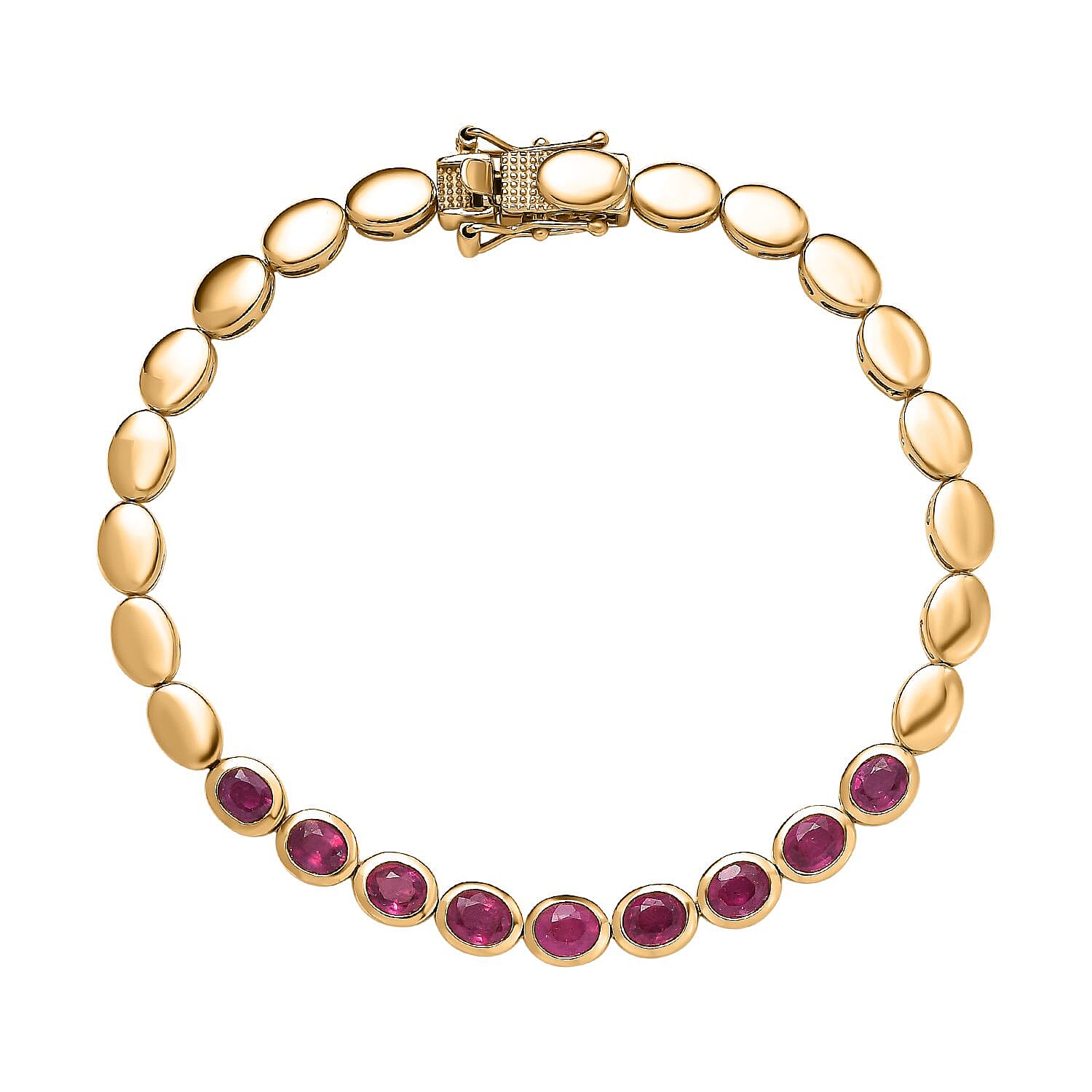African Ruby Fancy 4.95 ctw Bracelet in Vermeil YG Over Sterling Silver (7.50 In)