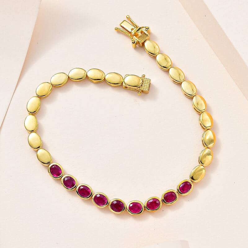African Ruby Fancy 4.95 ctw Bracelet in Vermeil YG Over Sterling Silver (7.50 In)