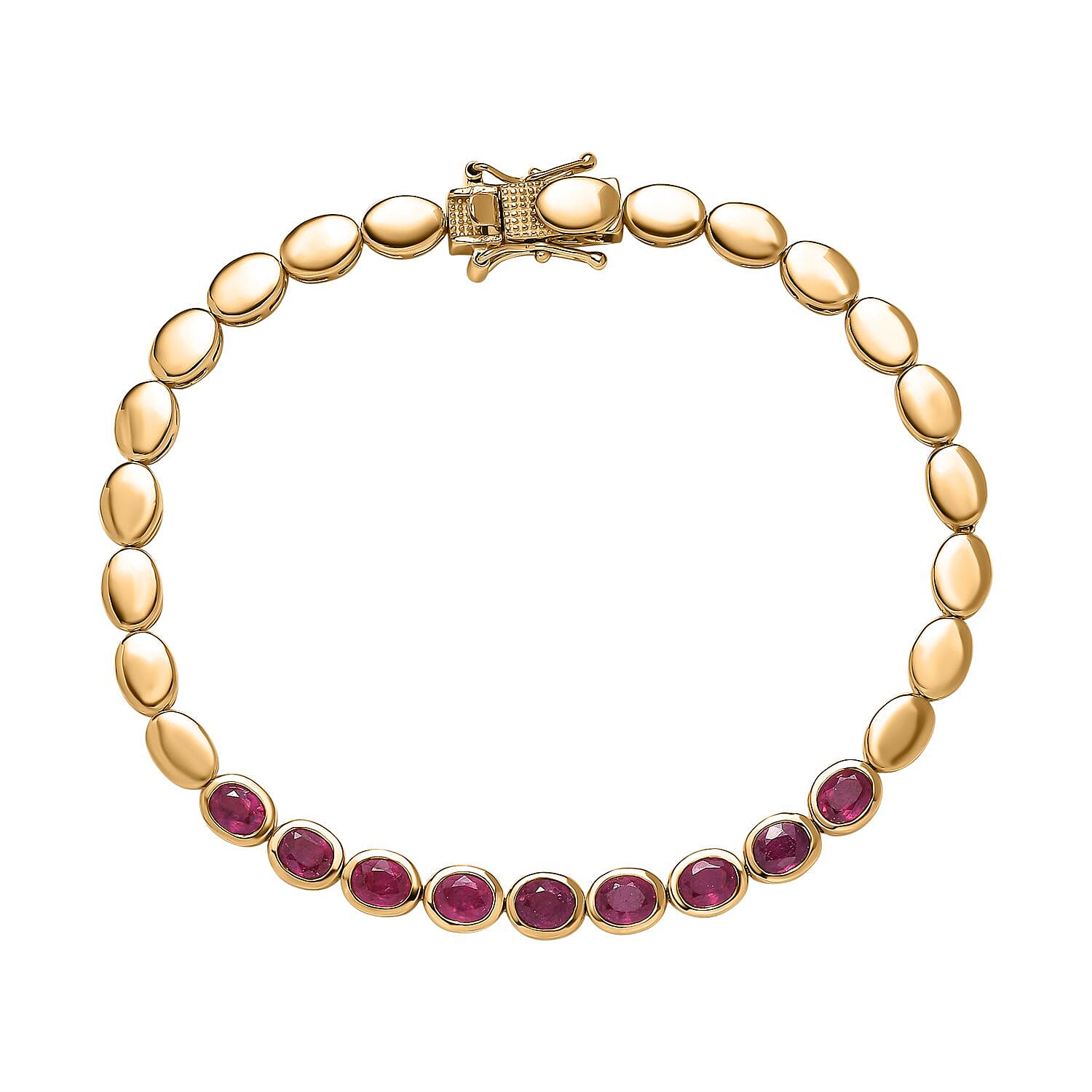 African Ruby Fancy 4.95 ctw Bracelet in Vermeil YG Over Sterling Silver (8.00 In)