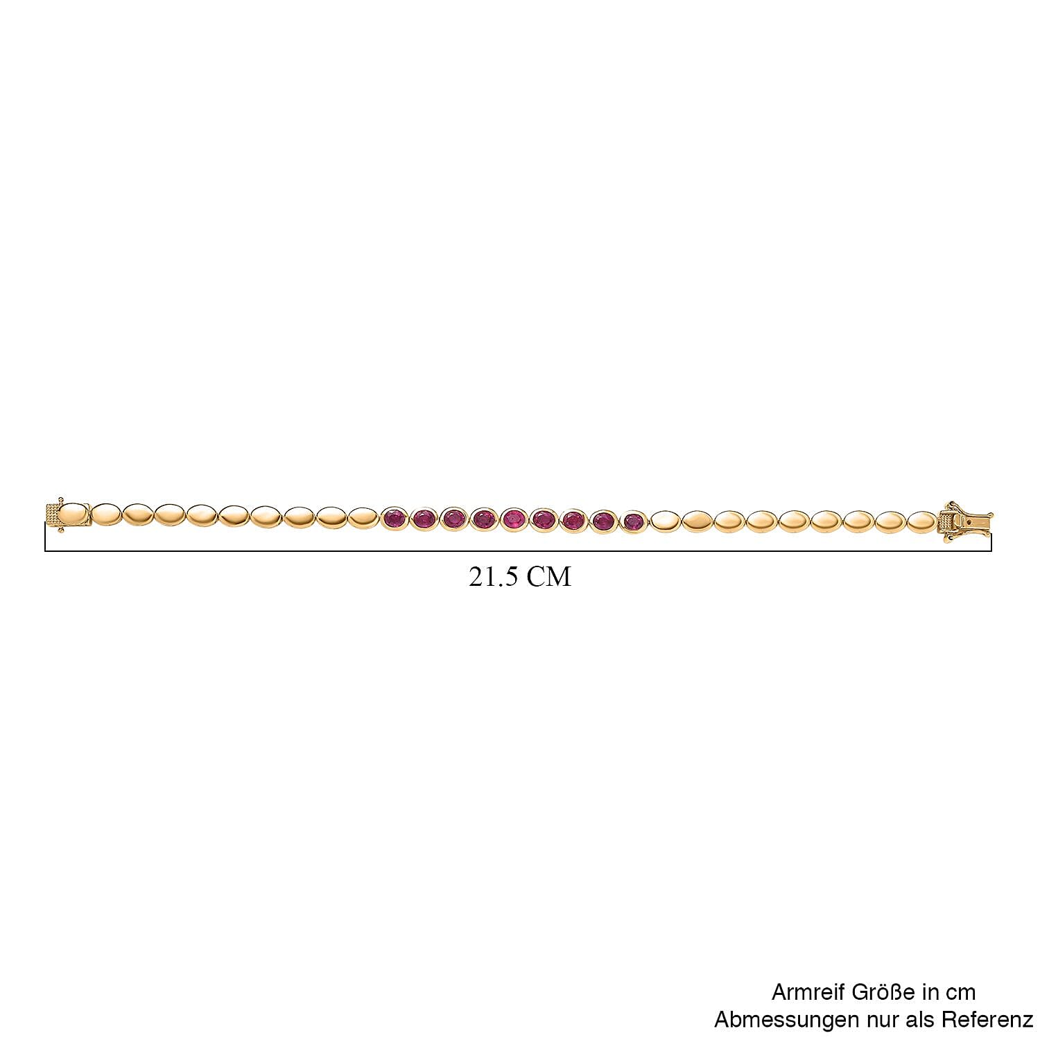African Ruby Fancy 4.95 ctw Bracelet in Vermeil YG Over Sterling Silver (8.00 In)