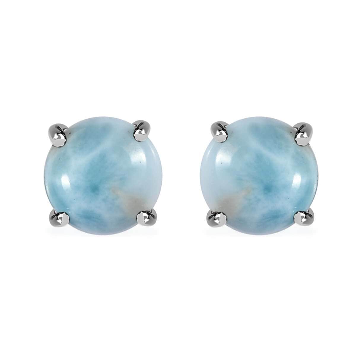 Larimar Solitaire Stud Earrings in Platinum Over Sterling Silver 3.65 ctw image number 0