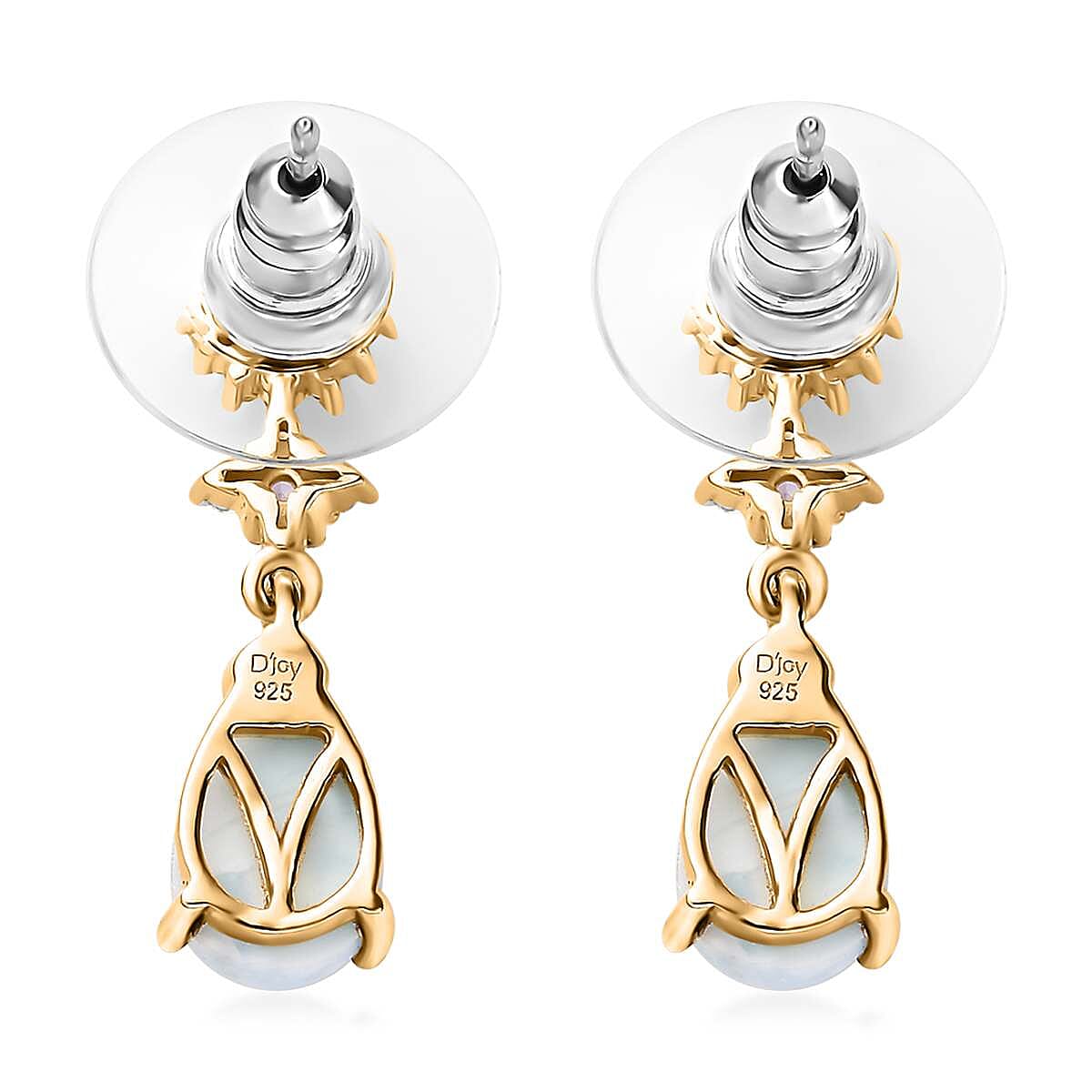 Larimar and Multi Gemstone Drop Earrings in Vermeil Yellow Gold Over Sterling Silver 4.00 ctw