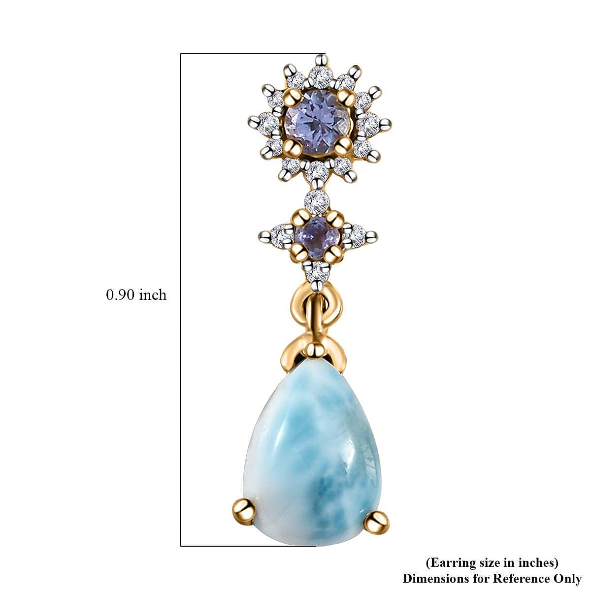Larimar and Multi Gemstone Drop Earrings in Vermeil Yellow Gold Over Sterling Silver 4.00 ctw