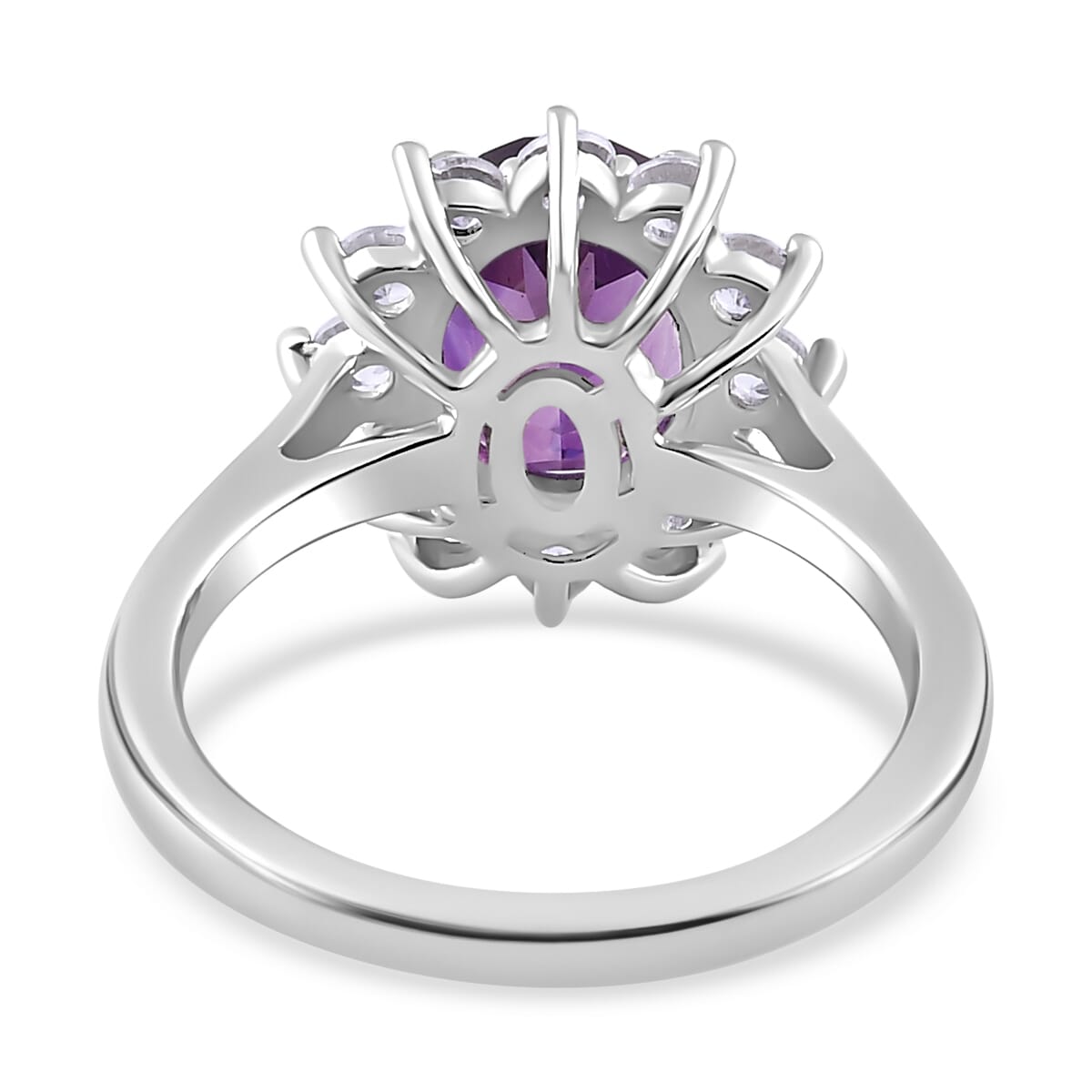 Buy Moroccan Amethyst and White Zircon Halo Ring in Platinum