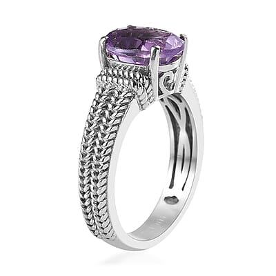 Karis Rose De France Amethyst Solitaire Ring in Platinum Bond (Size 10.0) 1.70 ctw