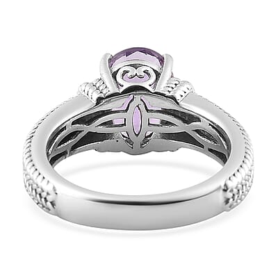 Karis Rose De France Amethyst Solitaire Ring in Platinum Bond (Size 10.0) 1.70 ctw