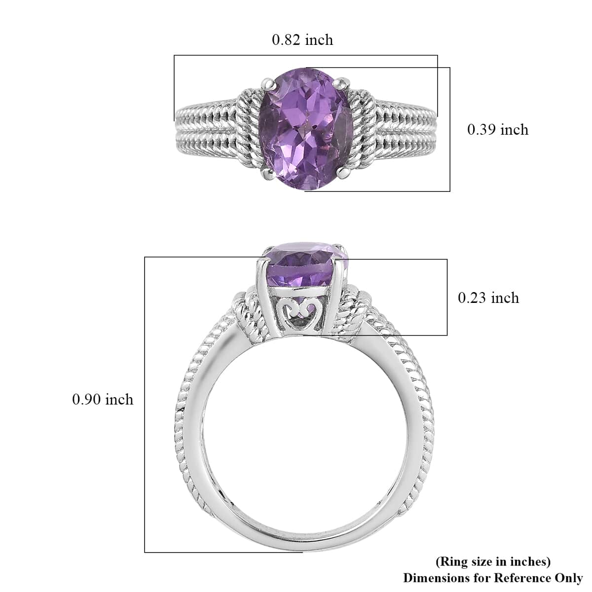 Karis Rose De France Amethyst Solitaire Ring in Platinum Bond (Size 10.0) 1.70 ctw image number 5