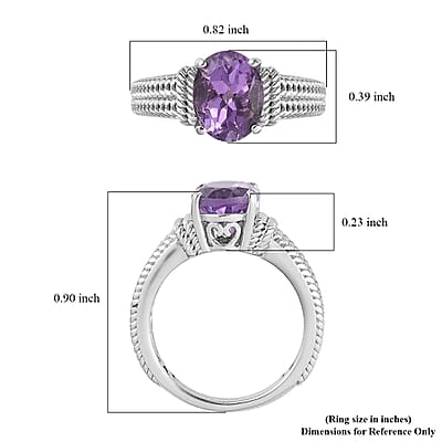 Karis Rose De France Amethyst Solitaire Ring in Platinum Bond (Size 10.0) 1.70 ctw