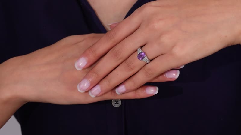 Karis Rose De France Amethyst Solitaire Ring in Platinum Bond (Size 10.0) 1.70 ctw