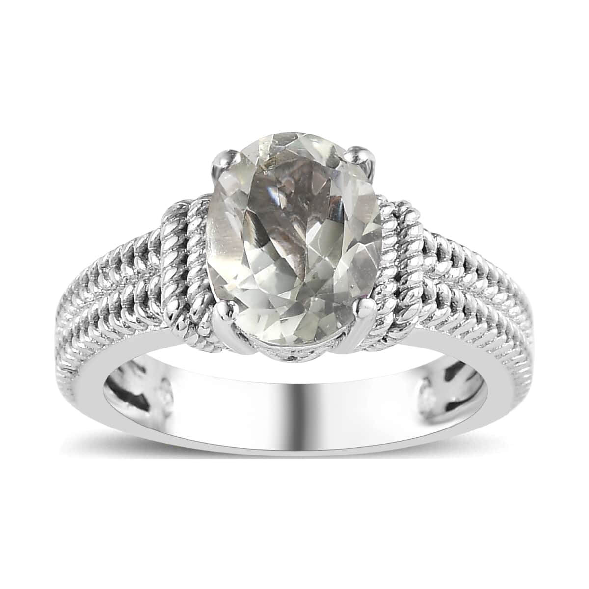 Karis Montezuma Prasiolite Solitaire Ring in Platinum Bond (Size 7.0) 1.85 ctw image number 0