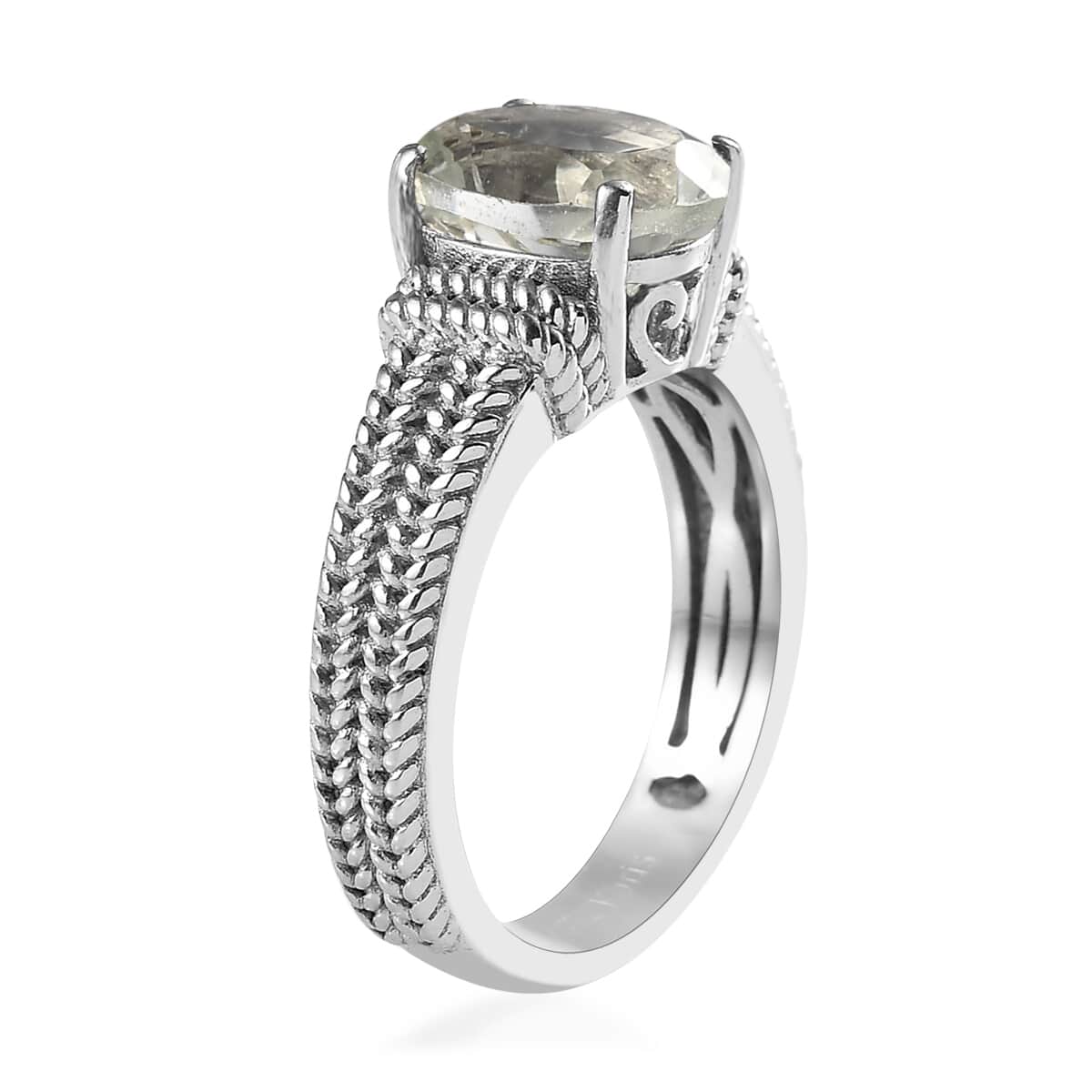 Karis Montezuma Prasiolite Solitaire Ring in Platinum Bond (Size 7.0) 1.85 ctw image number 3