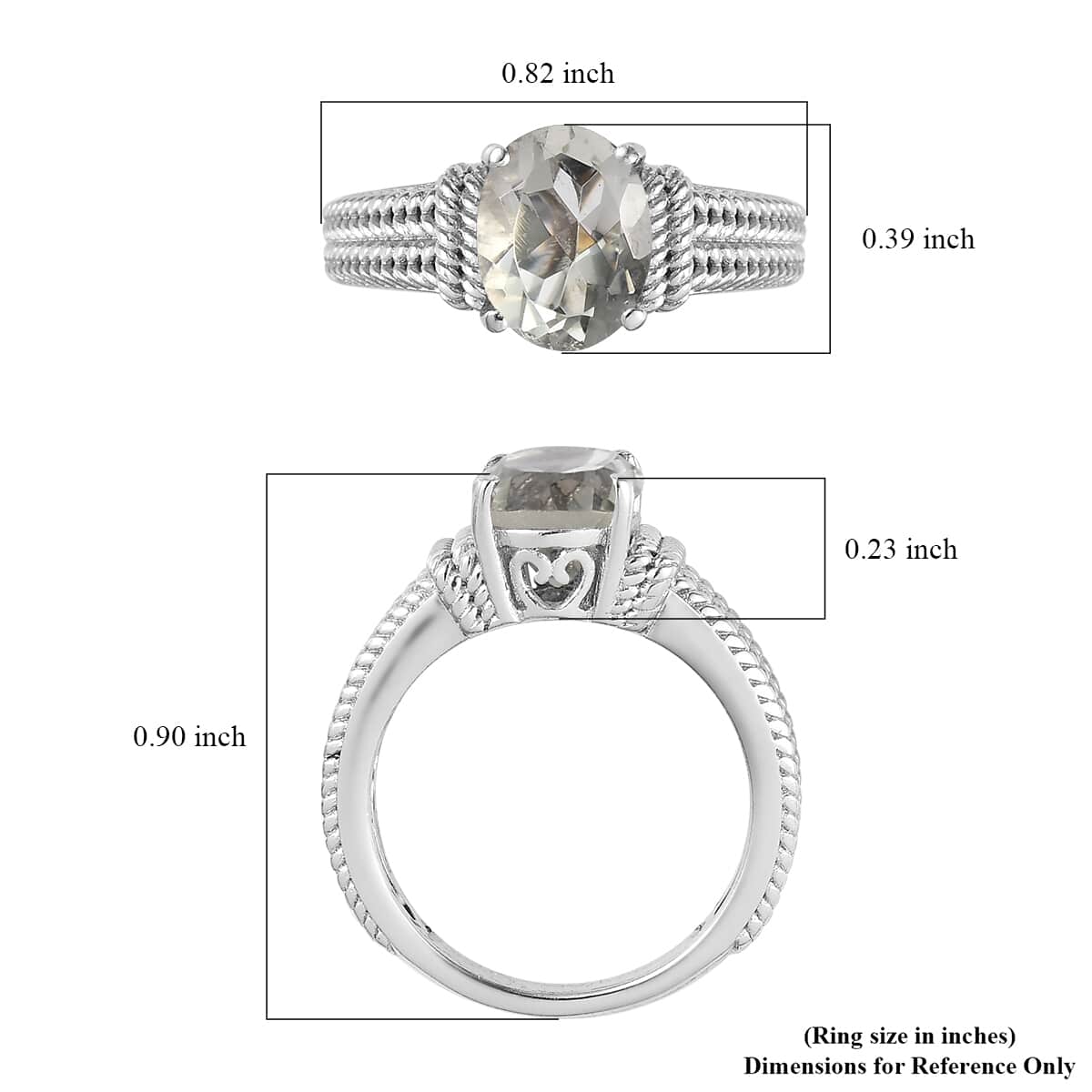 Karis Montezuma Prasiolite Solitaire Ring in Platinum Bond (Size 7.0) 1.85 ctw image number 5