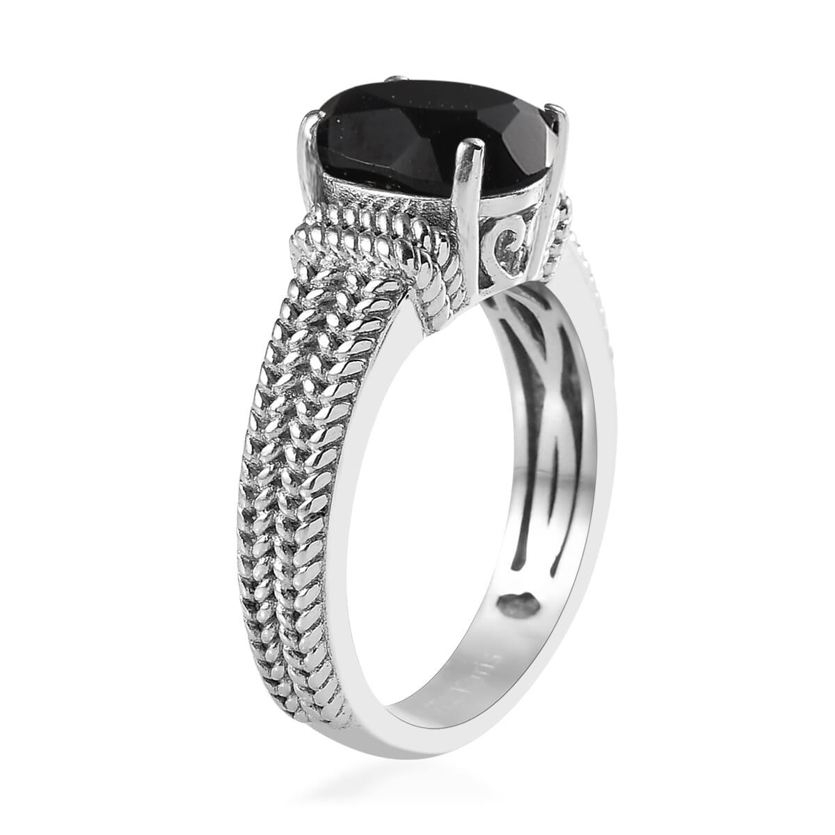Karis Thai Black Spinel Solitaire Ring in Platinum Bond (Size 6.0) 2.30 ctw image number 3