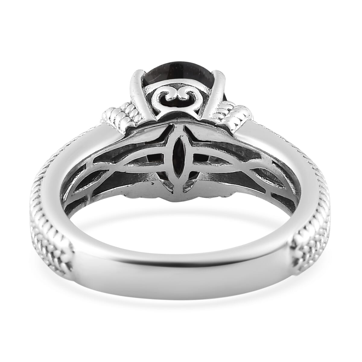 Karis Thai Black Spinel Solitaire Ring in Platinum Bond (Size 6.0) 2.30 ctw image number 4