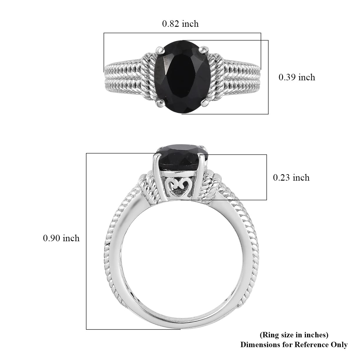 Karis Thai Black Spinel Solitaire Ring in Platinum Bond (Size 6.0) 2.30 ctw image number 5