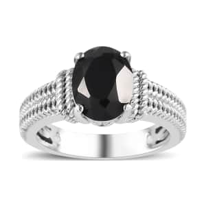 Karis Thai Black Spinel Solitaire Ring in Platinum Bond (Size 7.0) 2.30 ctw