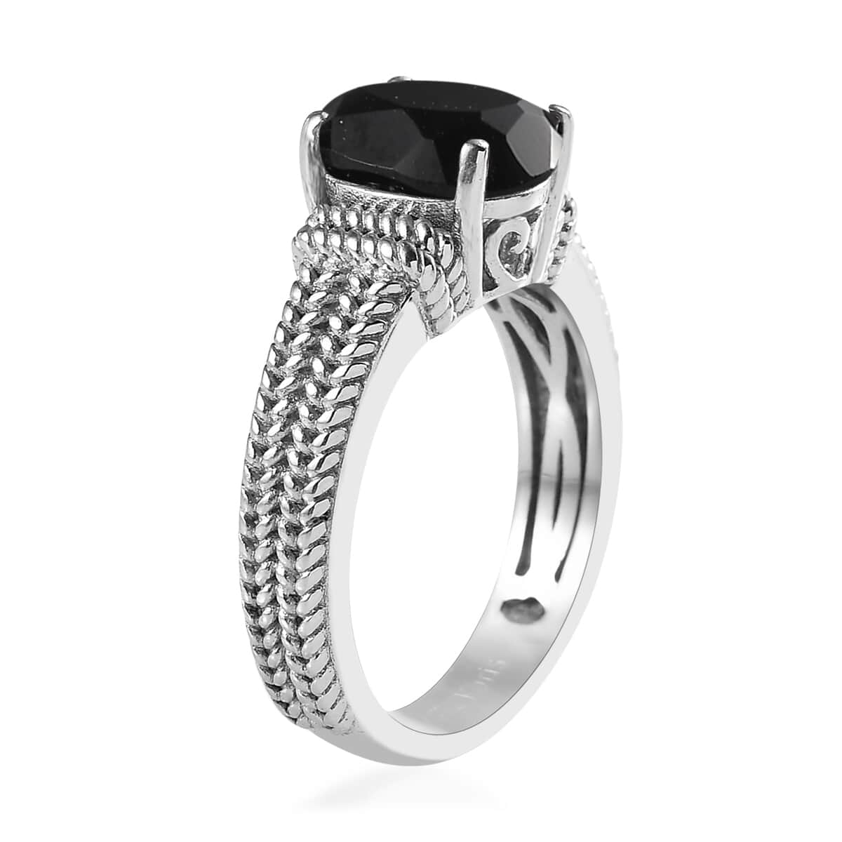 Karis Thai Black Spinel 2.30 ctw Solitaire Ring in Platinum Bond (Size 7.0) image number 3