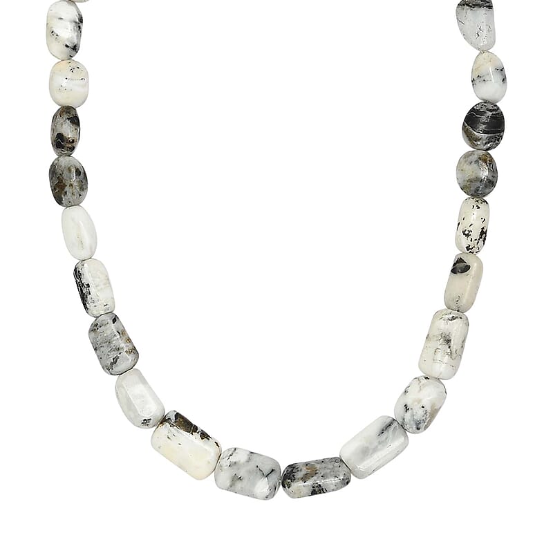 Artisan Crafted White Buffalo Necklace 18-20 Inches in Rhodium Over Sterling Silver 176.00 ctw