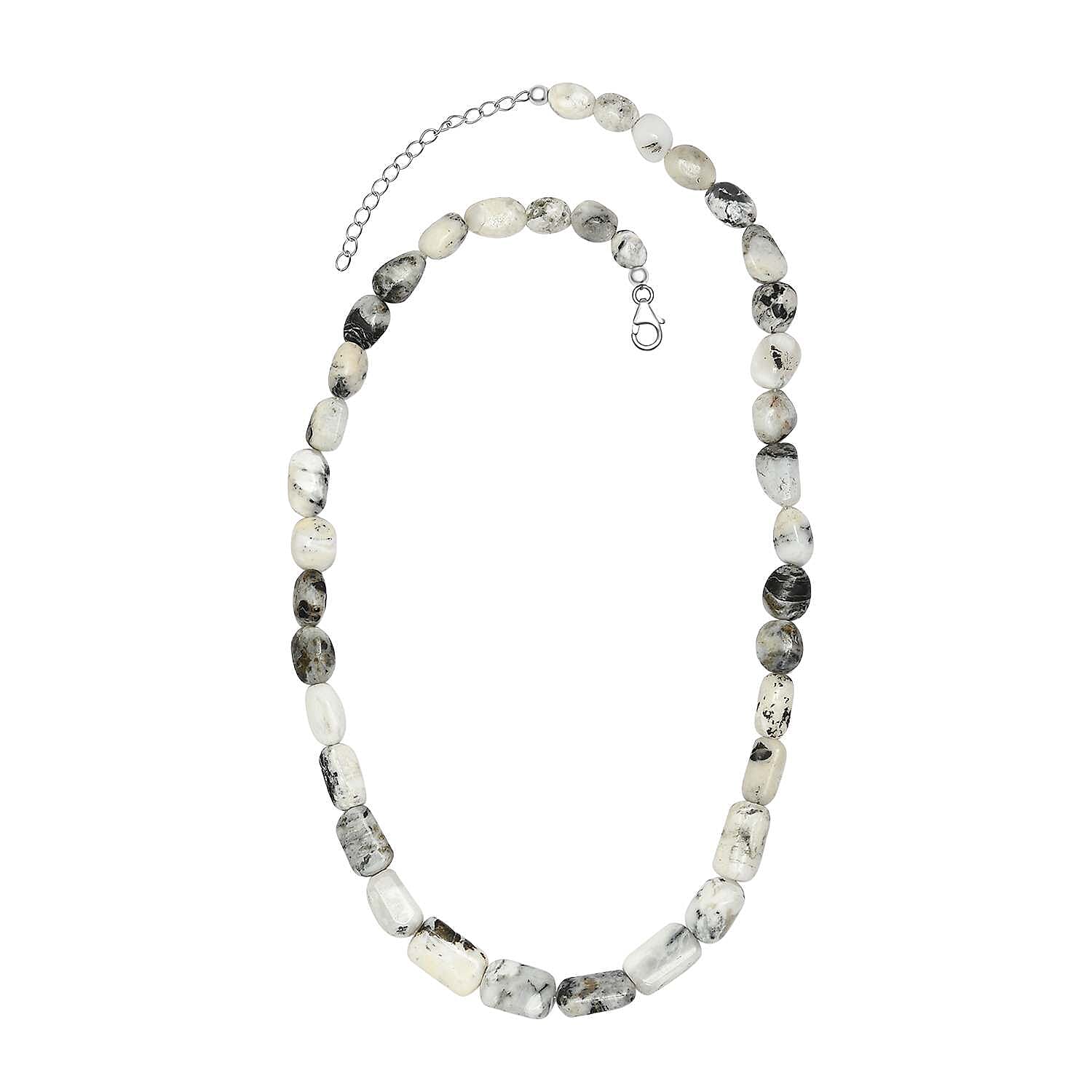 Artisan Crafted White Buffalo Necklace 18-20 Inches in Rhodium Over Sterling Silver 176.00 ctw