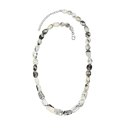 Artisan Crafted White Buffalo Necklace 18-20 Inches in Rhodium Over Sterling Silver 176.00 ctw