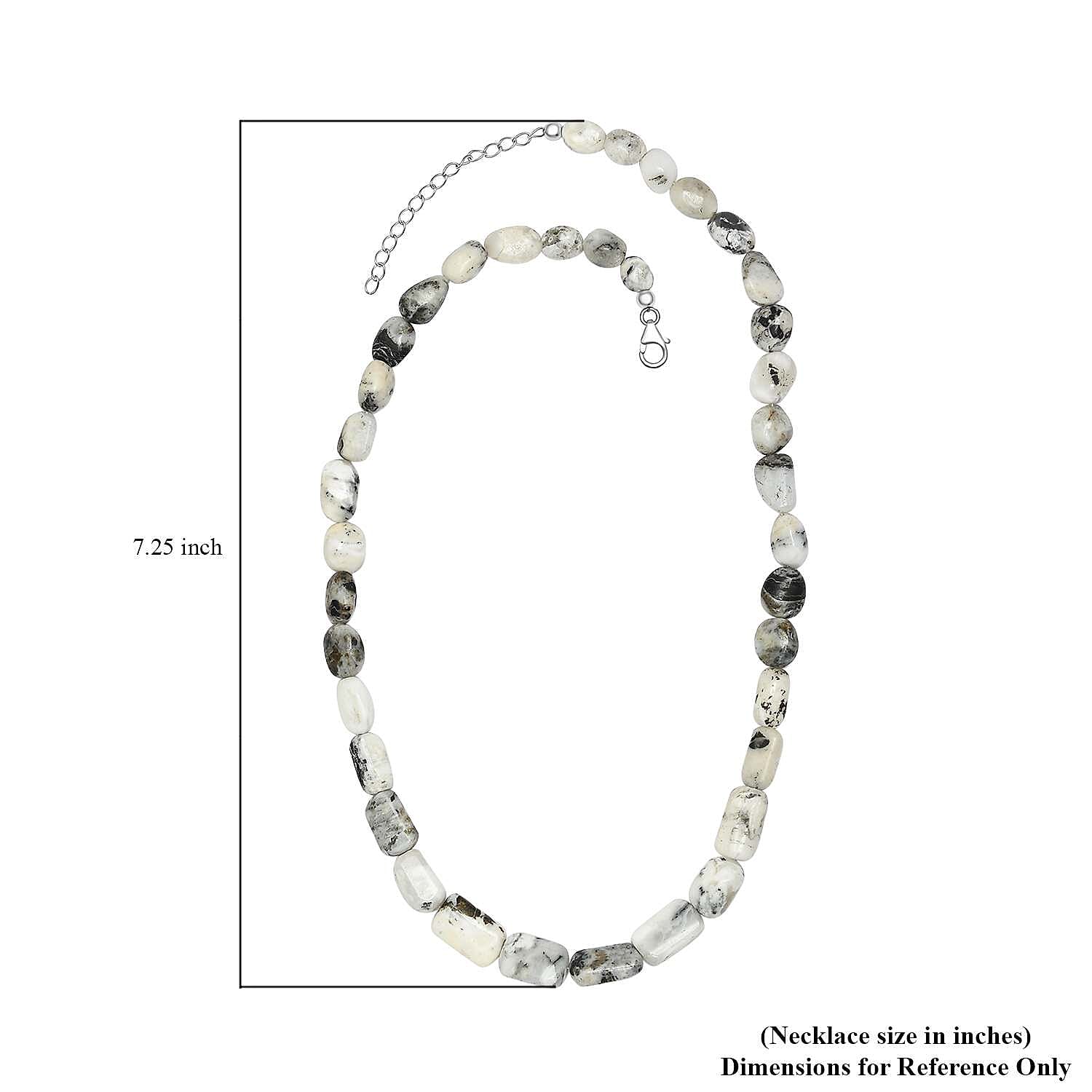 Artisan Crafted White Buffalo Necklace 18-20 Inches in Rhodium Over Sterling Silver 176.00 ctw