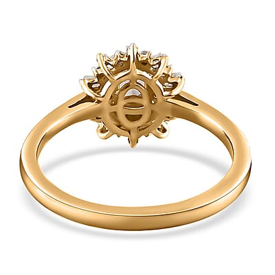 AAA Turkizite and White Zircon Starburst Ring in Vermeil Yellow Gold Over Sterling Silver (Size 10.0) 1.00 ctw
