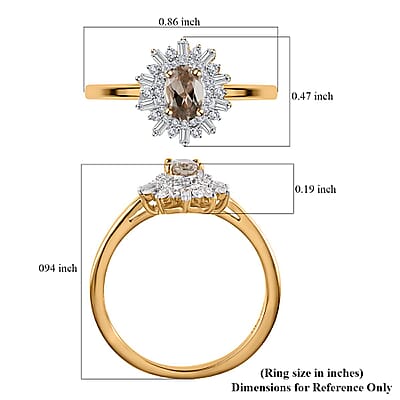 AAA Turkizite and White Zircon Starburst Ring in Vermeil Yellow Gold Over Sterling Silver (Size 10.0) 1.00 ctw