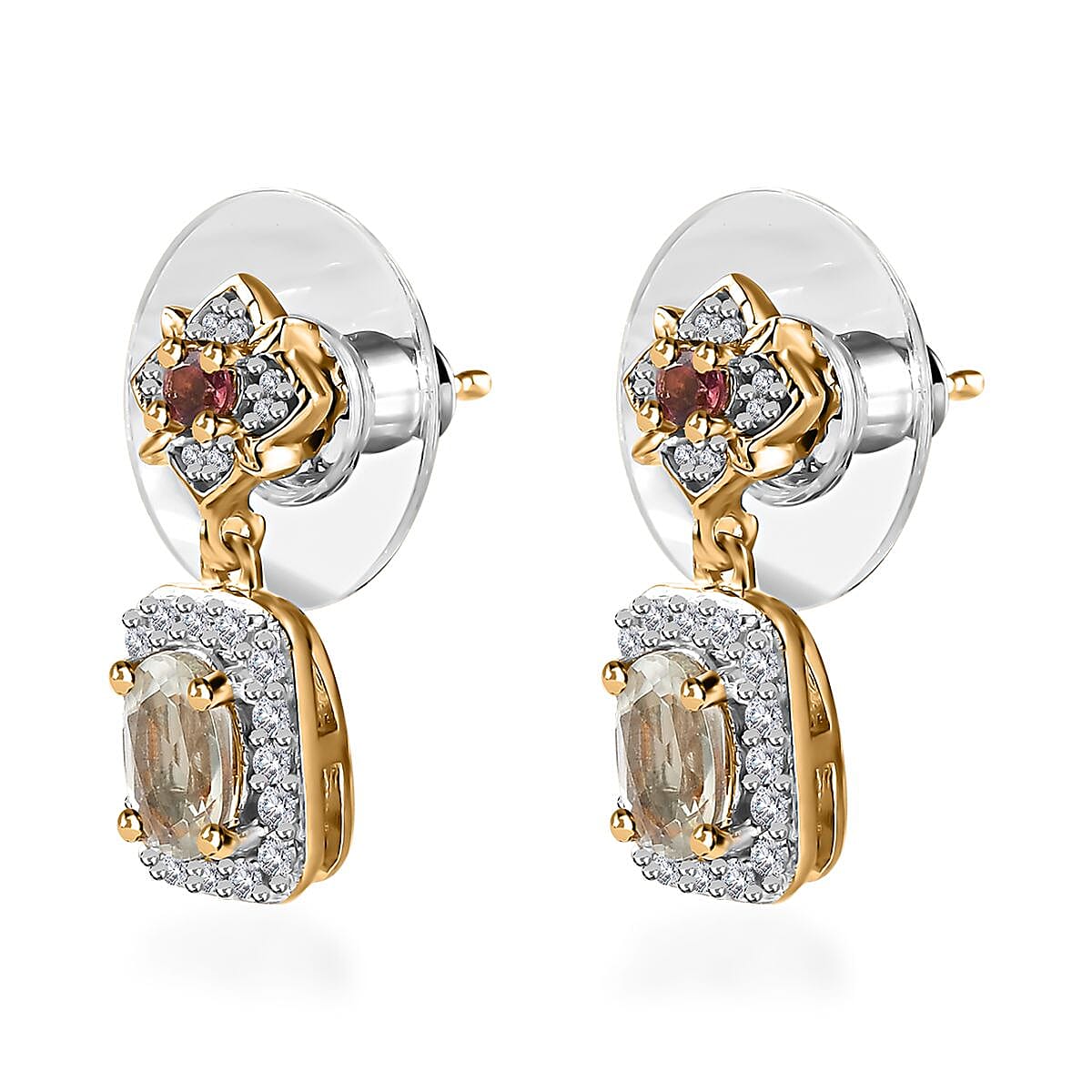 AAA Turkizite and Multi Gemstone Dangle Earrings in Vermeil Yellow Gold Over Sterling Silver 1.60 ctw