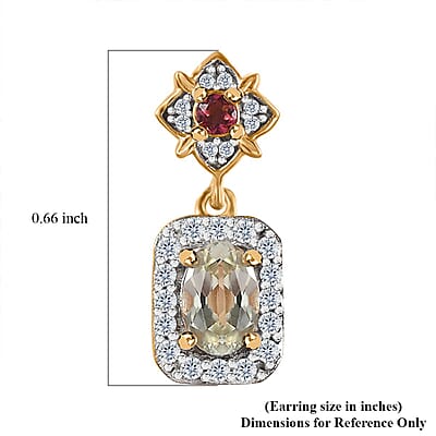 AAA Turkizite and Multi Gemstone Dangle Earrings in Vermeil Yellow Gold Over Sterling Silver 1.60 ctw
