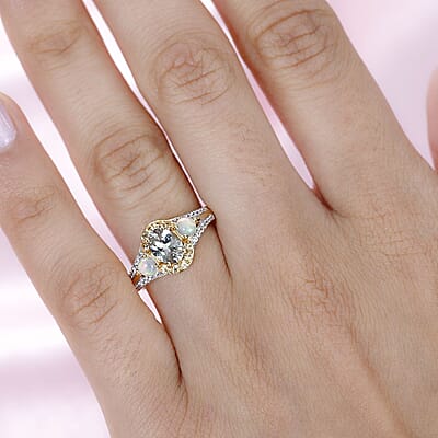AAA Turkizite and Multi Gemstone Ring in Vermeil Yellow Gold Over Sterling Silver (Size 6.0) 1.50 ctw